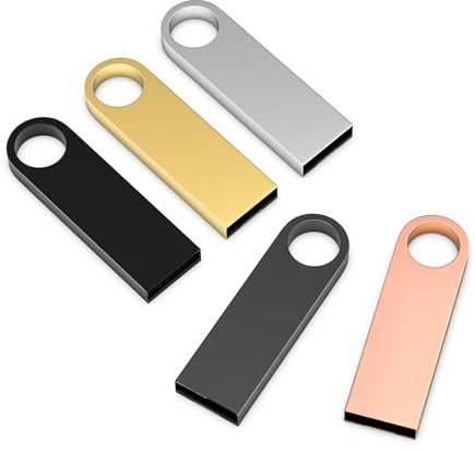5 Pack 32GB USB Stick, Wooolken Metal USB 2.0 Memory Sticks with Keychains