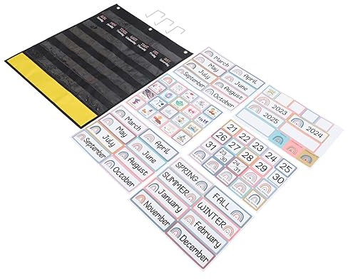 HOMSFOU 1 Ensemble Calendrier Éducatif pour Garçon Fille avec Enseignement des Mois Saisons et Fêtes Outil Apprentissage pour Préscolaire