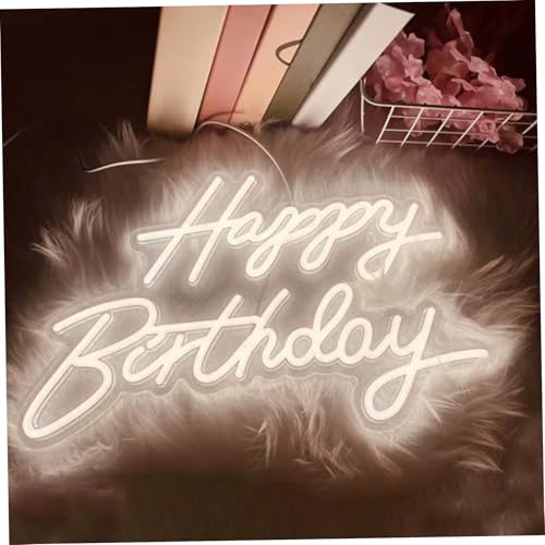 Panneau d'anniversaire LED, panneau « Joyeux anniversaire », enseignes néon LED blanc chaud, décorations de fête néon USB pour décoration murale, toile de fond fête d', cadeau