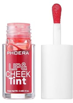PHOERA Lip & Cheek Tint Stain Matte Finish – Lightweight Liquid Lipstick & Blush, Long Lasting Smudge-Proof Kiss-Proof, Non Sticky, Natural Flush, Buildable Velvet Color (CALLER)
