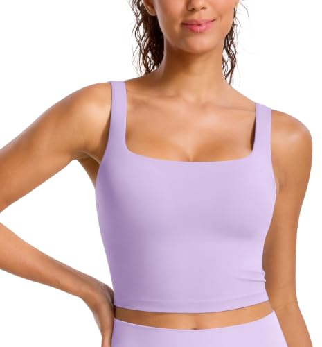 BAYDI Clouduxi Sport-BH Damen mit Quadrat-Ausschnitt | Gepolstert und bügellos, U-Rücken, kurzes Yoga-Tanktop, Fitness, Workout, Lounge und Alltag