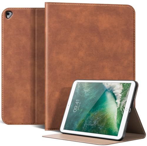 NANRUIL Hülle für Ipad Pro 12,9 Zoll Hülle 1./2.Gen 2015/2017(Modell:A1584/A1652/A1670/A1671/A1821) Leder Tablet Schutzhülle Case Cover,Auto Wachen/Schlafen.Braun