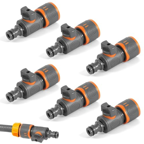 Schlauchkupplung mit Regulierventil, 6 Stück Kupplung mit Regulierventil | 1/2 Zoll Gartenschlauchverbinder Schlauchverbinder mit Absperrventil für Kontinuierliche Regulierung und Absperrung des Wasse