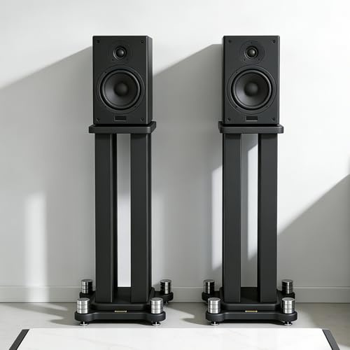 2pcs supporto casse acustiche fino a 50kg, Antiscivolo e anti-vibrazione supporto casse audio, Design MDF che assorbe le vibrazioni, supporti casse acustiche per lo studio home theater (70cm)