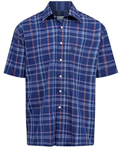 Champion Mens Short Sleeve Shirt Yarn Dyed Polyester Cotton FINE Quality Shirt (4XL 20-20.5IN, Blue)