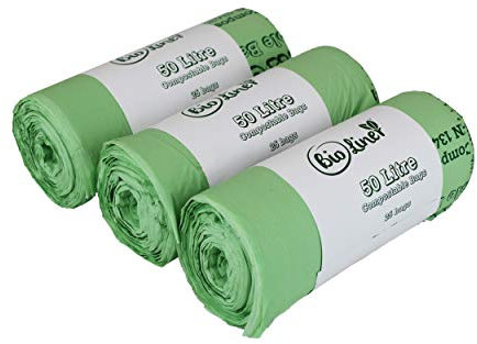 50 Litre Bioliner - Compostable Swing Bin/Caddy Liners – 3 Rolls - 75 bags