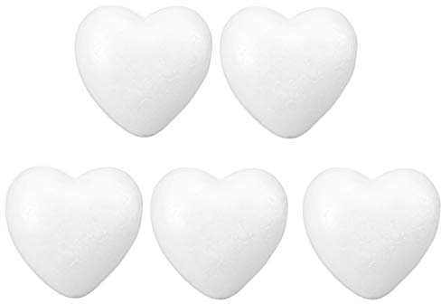 STOBOK Styroporform Herz Form Schaum Modellieren zum DIY Bemalen Handwerk Basteln Blumengestecke Dekoration 8,5CM(Weiß) 5PCS