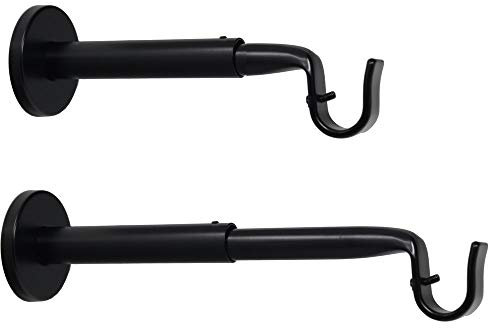 Support mural extensible et réglable pour barre de rideaux, ø 19 mm, longueur 18-25 cm, couleur noir, (1 lot de 2 supports de tringles)