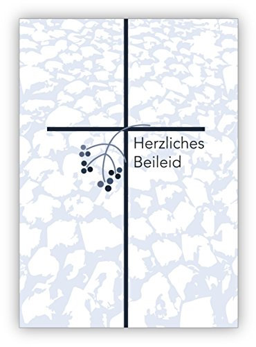 16 Stück Schöne dezente Trauerkarte im mordernen Stil mit Kreuz: Herzliches Beileid • tröstende Beistandskarte um den Hinterbliebenen mit tiefem Mitgefühl zu kondolieren