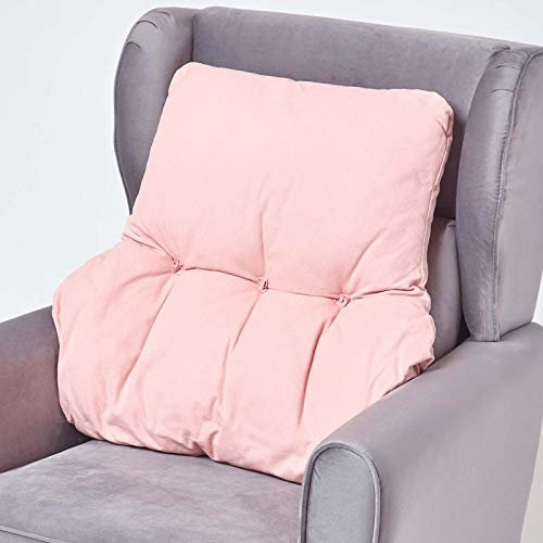 Homescapes Sessel-Rückenkissen rosa 68x58 cm, Lendenkissen Sofa, 15 cm Dickes Rückenstützkissen Bett mit Baumwollbezug