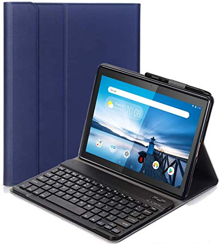 C/N Teclado Funda para Lenovo Tab M10 TB-X605/TB-X505, QWERTY Slim Teclado Keyboard Case con Magnético Desmontable Inalámbrico Bluetooth para Lenovo Tab M10 TB-X605F/L TB-X505F/L 10,1 Pulgada, Azul