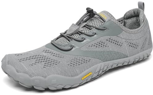 SAGUARO Barfußschuhe Herren Damen Barfussschuhe Traillaufschuhe Zehen Training Fitnessschuhe Outdoor Barfuss Wanderschuhe Atmungsaktiv Schnell Trocknend Badeschuhe, Wolkengrau, 44 EU
