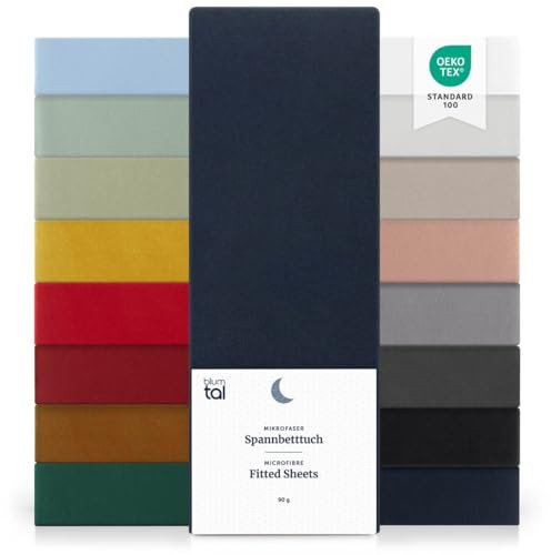 Blumtal Drap Housse 140x190 cm en Microfibre - Drap 140x190 cm certifié Oeko-TEX - Drap House 140x190 cm - Drap Housse 140 x 190 cm Doux - Drap Housse Respirant et Lavable - Drap de lit Bleu foncé