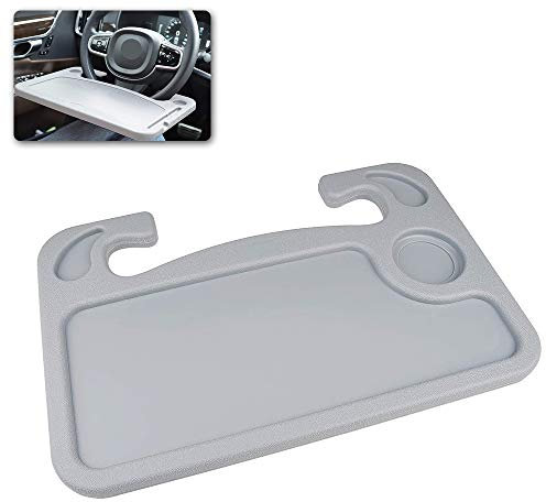 Ygapuzi Gancho de Escritorio para Volante de automóvil en la Bandeja del Volante, Mesa de Comida portátil, computadora portátil y Escritorio para Conductores, viajeros, Camioneros (Gris)