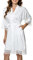 Tuopuda Bademantel Damen, Satin Kimono Morgenmantel Sommer, Nachthemd Spitze mit Taschen Kurz Robe mit Gürtel Blumenspitze Nachtwäsche Sleepwear für Party Hochzeit Braut Brautjungfern, Weiß, M