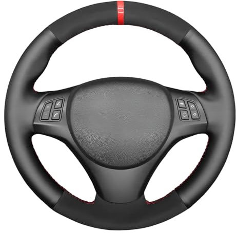MEWANT Lenkradbezug handgenäht für 1er E87 / E81 / 1er Serie / E88 / 1er M E82 / 3er E90 / E91 (Touring) / E92 Coupe / E93 / X1 E84 / M3 E90 / E92