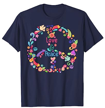 Hippie Peace Sign Love T-Shirt 60er 70er Jahre Krawatte Die Kostüm Shirt T-Shirt
