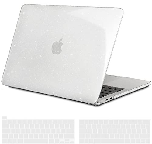 TECOOL Cover per MacBook Pro 13 Pollici 2016-2022 (M2 M1 A2338/A2289/A2251/A2159/A1989/A1706) con Touch Bar, Custodia Rigida Protettiva Sottile in Plastica e Copritastiera UE, Glitter