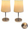 LED Nachttischlampe 2er Set mit Kabel modern LED Tischlampe weiß Tischleuchte Stoffschirm Nachttischlampe klassisch Schlafzimmer Nachttischlampe Led Nachttischlampen incl. 3W LED (weiß konisch)