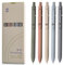 UIXJODO Gel Pens, 5 Pcs 0.5mm Japanese Black Ink Pens Fine Point Smooth Writing Pens with Silicone Grip, High-End Series Metal Clip Retractable Pens (5 Pcs Morandi)