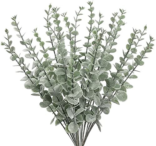 Graplan 24 Stück Eukalyptus Künstlich,Künstliche Eukalyptus Zweige,Faux Eukalyptus-Blätter,Künstliche Eukalyptus Pflanze Für Hochzeitsfeiern,Party,Home,Tischdeko,Blumenarrangement