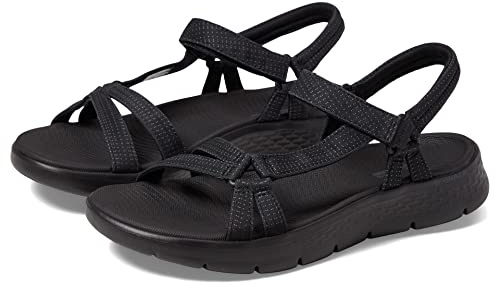 Skechers Go Walk Flex Sublime Damen-Sandalen, Schwarz/Schwarz, 38 EU