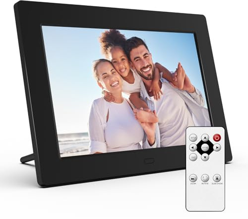 Digitaler Bilderrahmen, 17,8 cm (7 Zoll), digitaler Bilderrahmen mit 16:9 HD LCD-Bildschirm, Fernbedienung, einfache Einrichtung und Freigabe von Fotos, Videos, Geschenkidee für Familie, Weihnachten