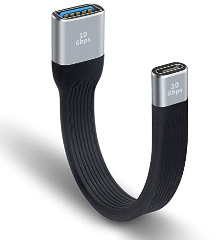 Maxhood USB C Female to USB Female Cable, 10Gbps C to USB 3.1 Adapter Cable, Soft Flat Short C to A Adapter for iPhone, Macbook, Power Bank