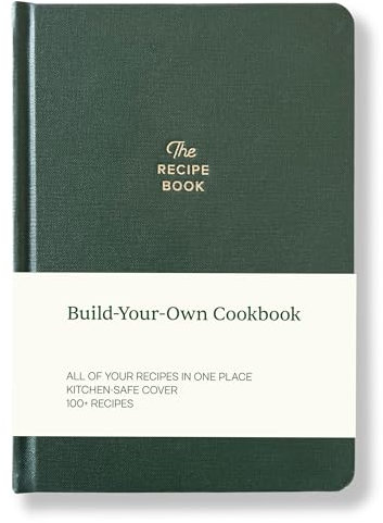 KUNITSA CO. Rezept-Notizbuch – Andenken-Geschenk Hardcover blanko Rezeptbuch zum Schreiben in Ihren eigenen Rezepten, mit Tagebuch-Anweisungen über den Chef. 100 Rezepte (dunkles Kiefernholz)
