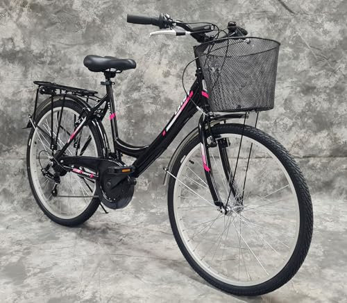 26 Zoll Damencityrad SAFIRO 21-Gang Kettenschaltung, Gepäckträger, Licht und Korb NEU 2608-Schwarz Bitte BEACHTEN AB 155 cm KÖPERGRÖSSE GEEIGNET !!!!!!!