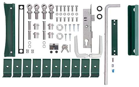 Alberts 678203 Zubehör-Set Flexo | für Doppeltor | 1400 bis 2000 mm Höhe | Stahl roh, verzinkt grün kunststoffbeschichtet RAL 6005