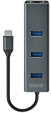 Savio Adaptador LAN - Adaptador Ethernet - Adaptador de red USB - Adaptador LAN USB A - Adaptador RJ45 - Adaptador USB C 3.1 - Adaptador USB LAN - Adaptador de cable LAN - USB A Ethernet - Adaptador