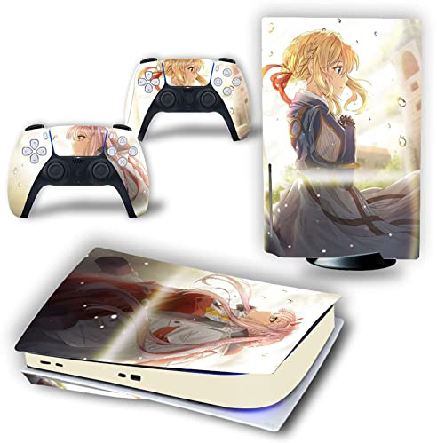 KACBRU Konsole ladestation Skin Für PS5 Skin Disc Edition Anime Console Und Controller Vinyl Cover Skins Wraps Für PS 5 Disc Version 33009 Skins Wraps Geschenk