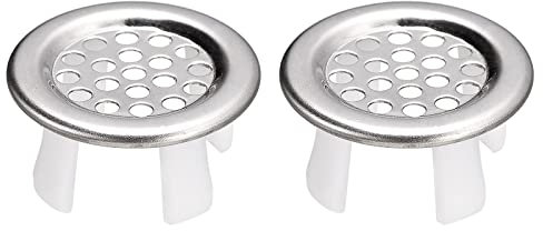 sourcing map Sink Trim Overflow Cover, 2Pcs Sink Overflow Rings Metal Bathroom Kitchen Basin Hole Insert in Round Caps, Silver