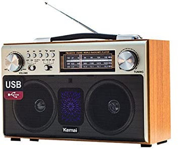 QCHIAN Holz-Retro-Wireless-Bluetooth-Lautsprecher, tragbar, hochwertiges Heim-Tri-Band-FM-Radio, Subwoofer, Handy, TF-Karte, USB, klassischer 80er-Jahre-Stil mit moderner Technologie