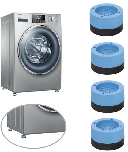 Aupoko 4 Stück Schwingungsdämpfer Waschmaschine, Universal Vibrationsdämpfer, Antivibrationsmatte für den Hausgebrauch füße 3.5cm, blau