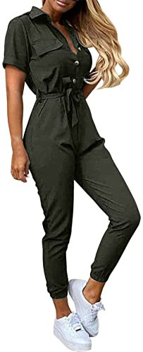 Jumpsuit Damen Kurz Romper Sommer Overall,Einteiler Schwarz Eng,Jumpsuit Damen Elegant Glitzer,Kleid Plissee Midi,Enger Jumpsuit Damen,Arbeitshose Mit Lüftung,Jumpsuit Damen Sommer