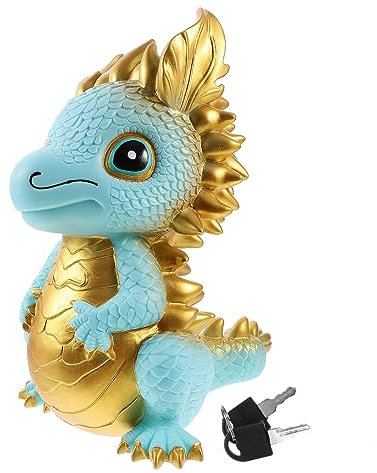 Abaodam Süßer Münzbehälter Kleines Sparschwein Drachen Spardose Cartoon-Ornament Cartoon-drachenstatue Geldtopf Zum Sammeln Dekorative Spardose Goldene Drachen Statue Vinyl Krug Karikatur