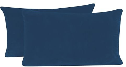 one-home 2er Pack Kissenbezug Kissenhülle Kopfkissenbezug Teddy Plüsch Uni Winter kuschelig flauschig warm weich, Größe: 40x80 cm, Farbe: blau