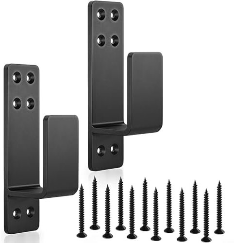 Lot de 2 supports de barricade de porte, support de barre ouverte pour serrures de porte de sécurité, pour maison, grange, abri de jardin, porte de garage, support de sécurité pour 2 x 4 bois (noir)