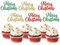 24 Stück Glitzer Weihnachten Cupcake Toppers, Merry Christmas Tortendeko, Frohe Weihnachten Kuchen Deko für Neujahr Party, Weihnachtsfeier (3 Christmas)