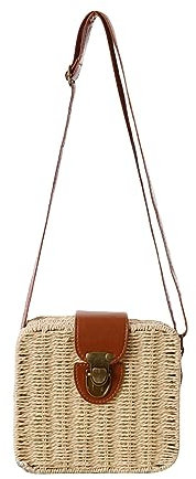 Taschen Geld Damen Aus Damen-Umhängetasche in Bonbonfarbe, kleine quadratische Box, modische gewebte Tasche, einfache Strand-Damentasche Taschen Set Mit Geldbeutel Damen (Beige, One Size)