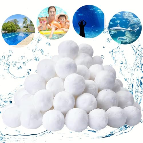 MQVXT Balle Filtrante Piscine,Filtre pour Piscine,900g Boules de Filtre de Piscine - Remplace 25 kg de Sable filtrant pour Les systèmes de Filtration de Piscine, Aquarium et Nettoyage de Piscine