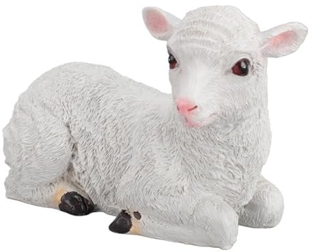 Schaf-Figur, Liegend, Kunstharz-Schaf-Ornament, Mehrzweck-Ornamente, Niedliche, Lebendige, Fein Gearbeitete, wasserdichte Garten-Schaf-Statue für Draußen und drinnen.