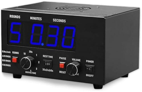 Temporizador de intervalos de boxeo profesional, Temporizador de intervalos de gimnasio con pantalla LED, Tiempo de entrenamiento seleccionable y repeticiones de ciclo, Temporizador de intervalos de g