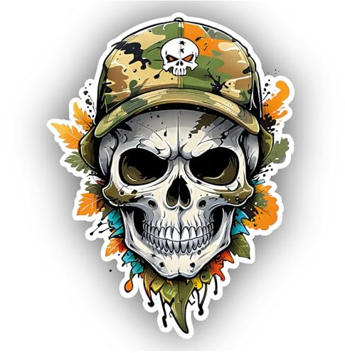 Samunshi® Bunter Totenkopf mit Kappe Aufkleber Car Decal Sticker für Mofa Fahrrad Roller oder Auto Sticker Fahrrad Mtb Rennrad Comic Cartoon Skull Sticker 15cm Bunter Totenkopf mit Kappe