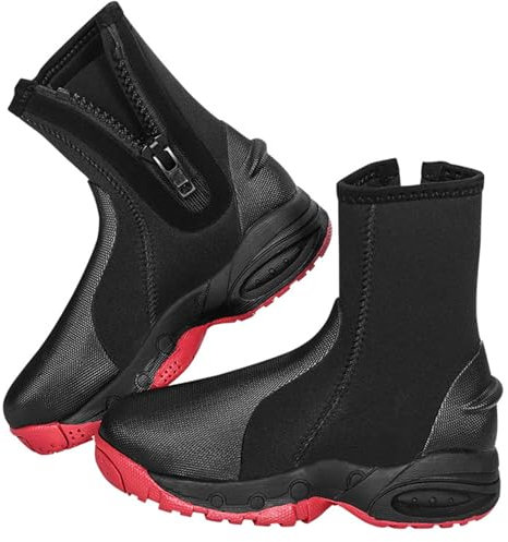 RUIZE Stivali da uomo e da donna in neoprene da 5 mm, con tomaia alta, caldi, per sport acquatici, surf, pesca, immersioni, antigraffio, da spiaggia, vela, snorkeling, nero, 39