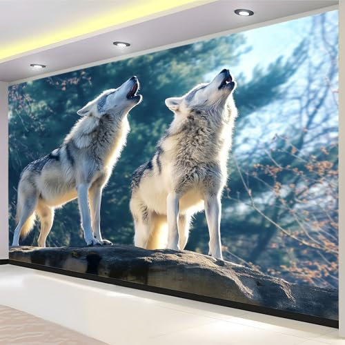 Papier Peint Panoramique Loup Animal De La Jungle Sombre Papier Peint Mural Enfants Enfants Salon Chambre Papier Peint Peintures Murales Décor À La Maison 250(W) x 175(H) cm