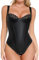 Popilush Shapewear Body Damen Corset Top Mit Spitze Leder-Optik Korsett Oberteil Clubwear Corsage Party Outfit