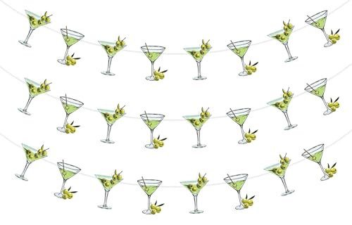 Sursurprise Martini-Party-Dekorationen, 3 Stück Martini-Banner, Martini-Bar-Dekoration, Martini-Geburtstag, Junggesellinnenabschied, Brautparty, Verlobung, Hochzeit, Partyzubehör
